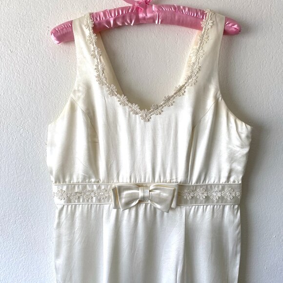 Vintage Cream Slip Dress Evening Gown Wedding Dress Party Gown Formal Dress L - Picture 2 of 12